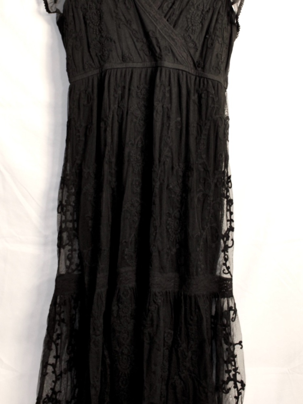 Sundance Mayfield Black Embroidered Tule Sheer Maxi Dress - Picture 2 of 3